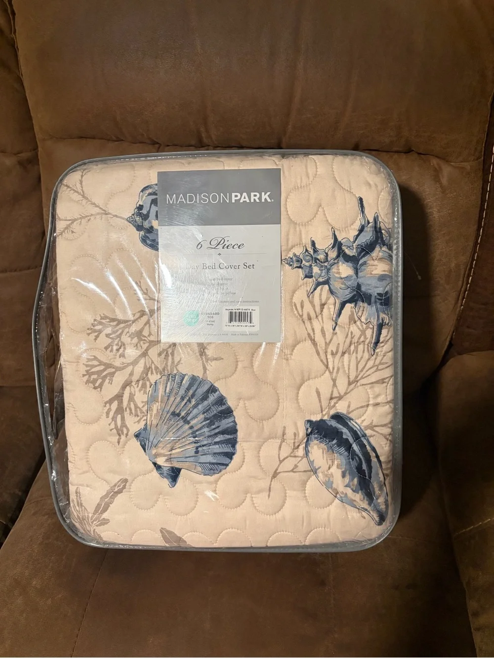 Madison Park Bayside Seashell🐚Blue 6 Piece Day Bed🛏️Cover Set
